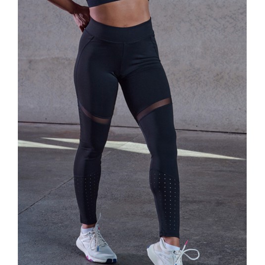 Ladies Black Panelled Leggings